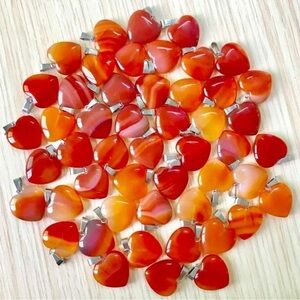 6pcs Heart-Shaped Orange and Red Pendant Necklace